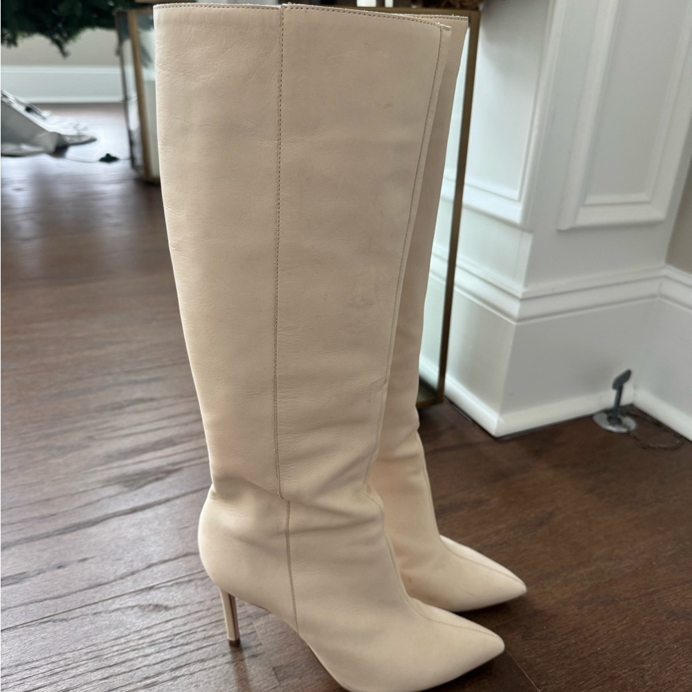 Aqua Cream Heeled Boots
